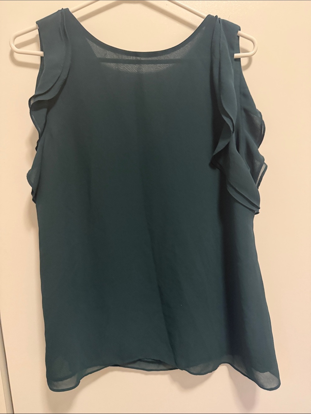 H&M Teal Sleeveless Chiffon Ruffle-Trim Top